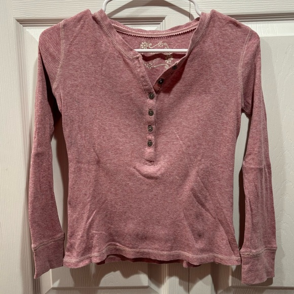 MOSSIMO Girl’s Button Down V Neck Long Sleeve Shirt Top - light pink size M(7/8) - Picture 1 of 3